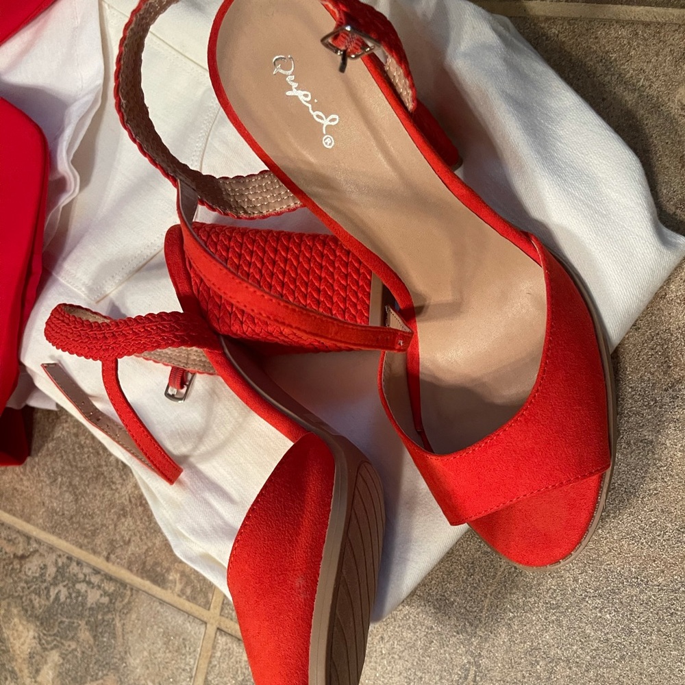 Red heel sandals